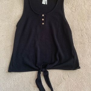 black button tie tank top